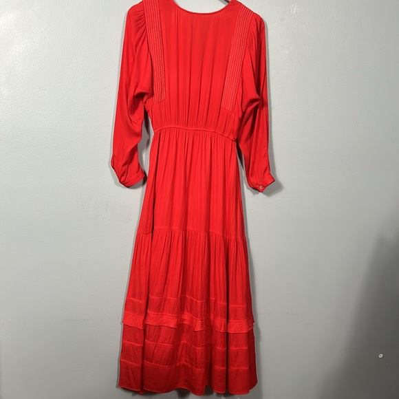 Dolan Red V neck tassel layered skirt pocketed maxi dress size XS- would fit S - Picture 10 of 17
